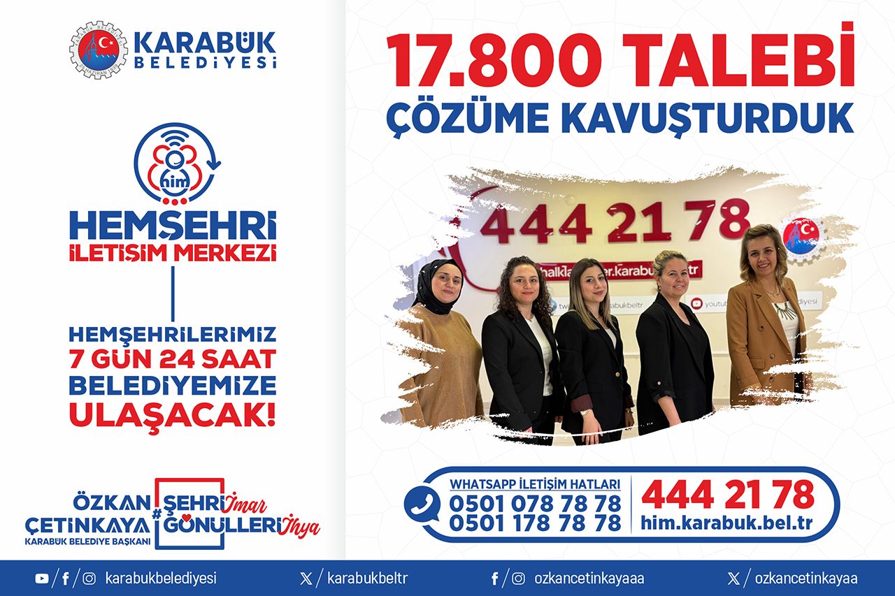 Karabük Belediyesi Hemşehri İletişim Merkezi 17.800 Talebi Çözüme Kavuşturdu